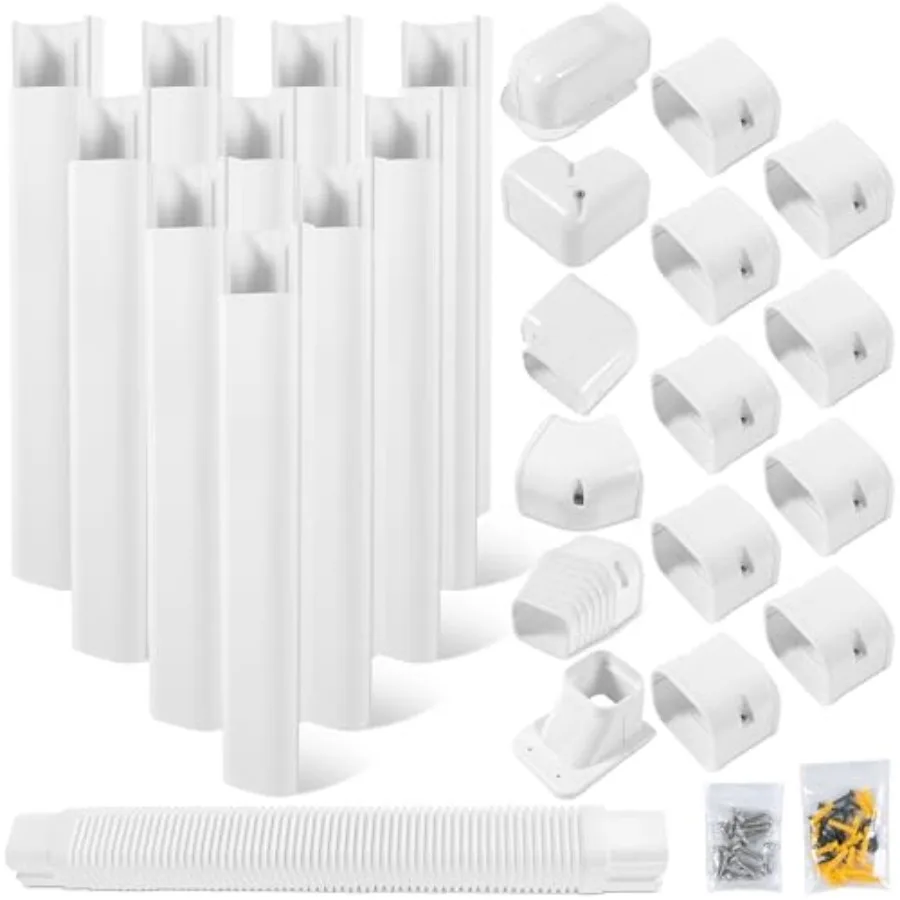 

3"W 16Feet Decorative PVC Line Set Cover Kit for Mini Split Lineset Cover Kit for Air Conditioner and Heat Pump White