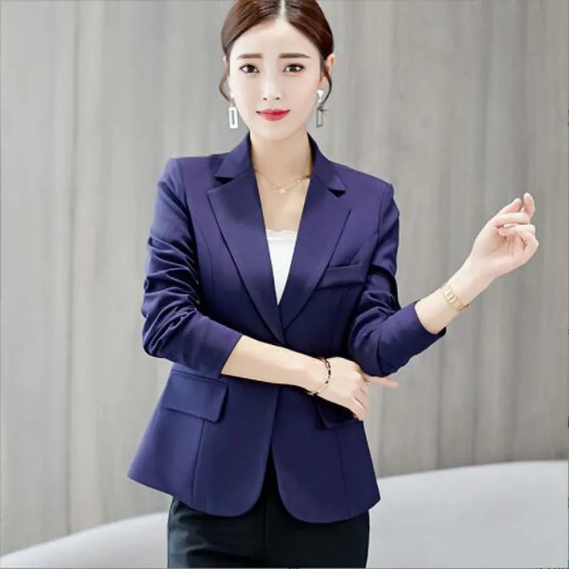 Women Blazer 2022 Formal Blazers Lady Office Work Suit Pockets Jackets Coat Slim Grey Women Blazer Femme Jackets Femme NS5261