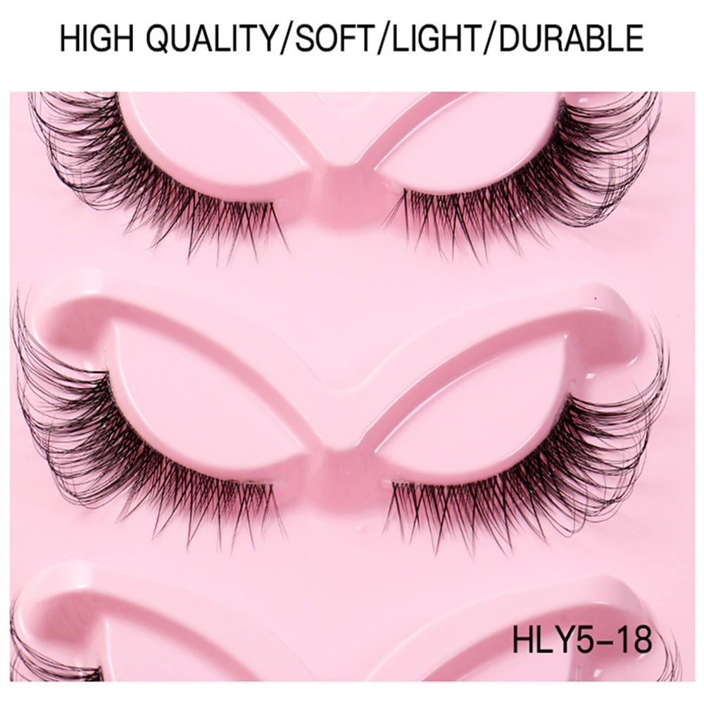 5 Pairs Transparent Terrier Faux Mink Eyelashes Soft Comfortable Long Thick Curly Fox Eye Lashes Easy to Wear