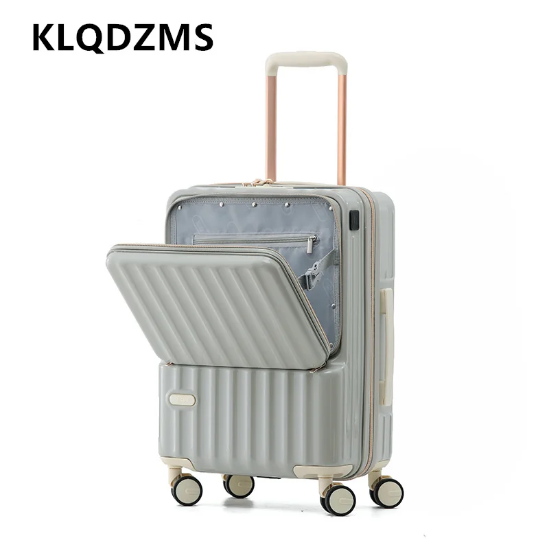 KLQDZMS Handgepäck-Reisegepäck, ultraleichter Boarding-Koffer, multifunktionaler Trolley-Koffer, 20 Zoll 24 Zoll Laptop-Koffer mit Frontöffnung