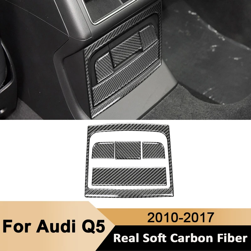 

For Audi Q5 2010-2017 Carbon Fiber Car Rear Storage Box Panel Trim Cover Decorative Sticker Auto Interior Accessories