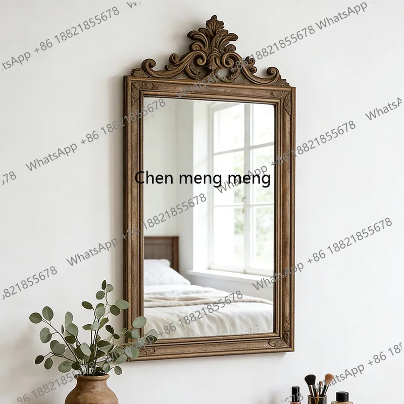 

Американское ретро-зеркало для ванной, старинное зеркало для макияжа, французское декоративное настенное зеркало для гостиной