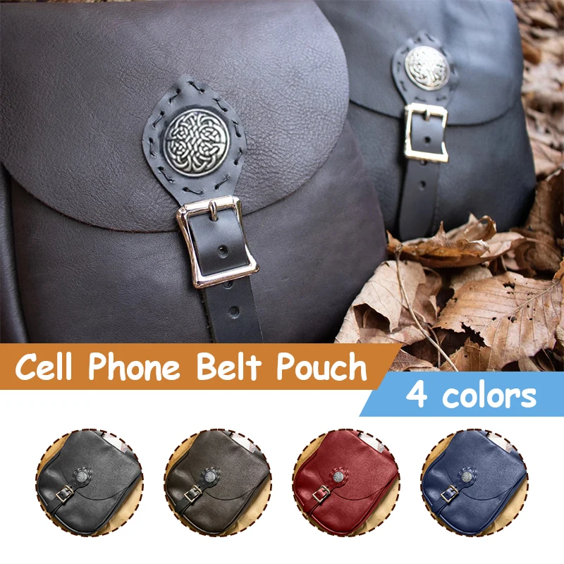 Medieval Drawstring Waist Bag Renaissance Wallet Coin Purse PU Leather Vintage Viking Knight Pirate Cosplay Lace-Up Fanny Pack