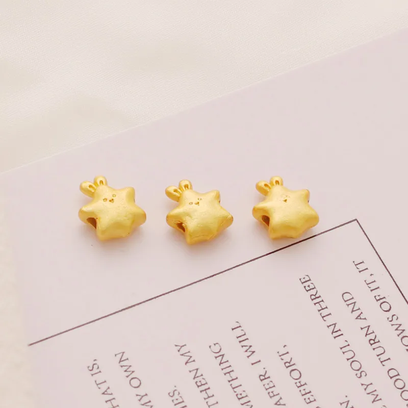 18K Vintage Sand Gold Plated Rabbit Ear Starfish Through Hole Beads DIY Handmade Bracelet Necklace Jewelry Accessories