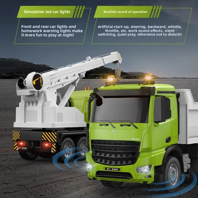 Dźwig zdalnie sterowany Double Eagle, elektryczny dźwig, zabawka, pojazd inżynieryjny, model symulacyjny dźwigni, prezent dla chłopca, prezent dla dzieci.