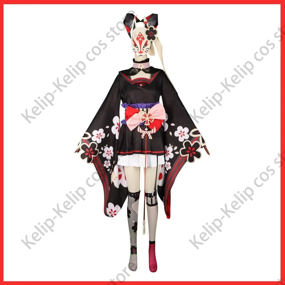 CosplayAnime Game Blue Archive Kosaka Wakamo Cosplay Costume Wig Japanese Kimono Lolita Dress Mask Woman Sexy Lovely Halloween S