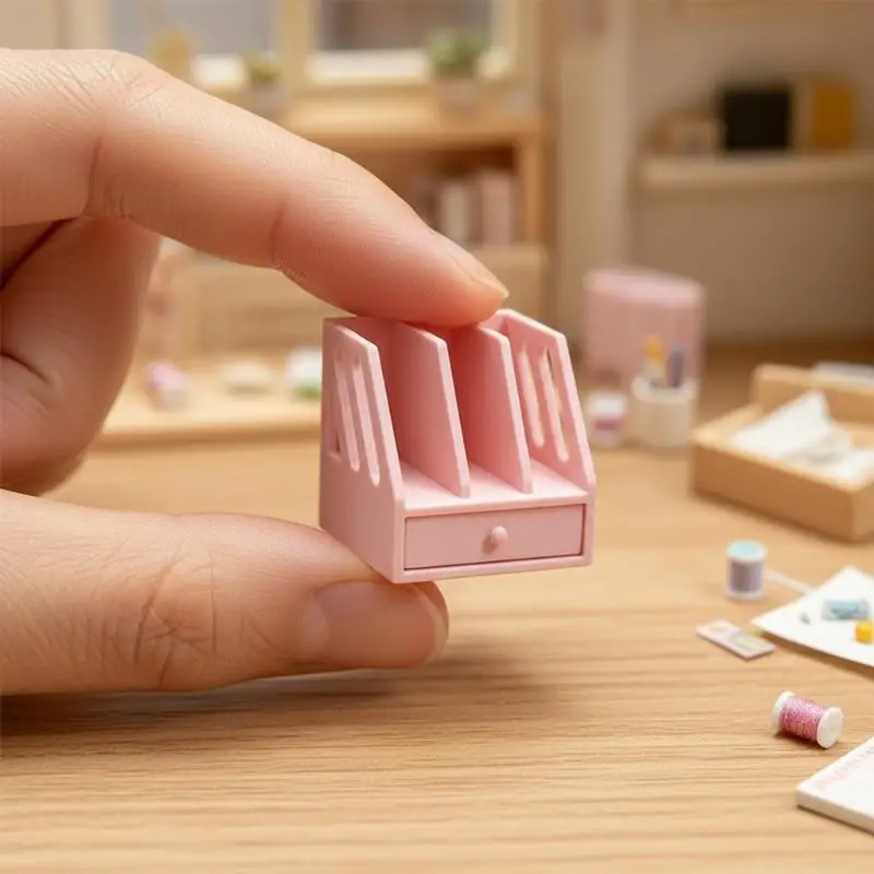 Dollhouse Mini Storage Basket 1Pcs File Organizer 112 Scale Desktop Office Scene Simulation Accessories