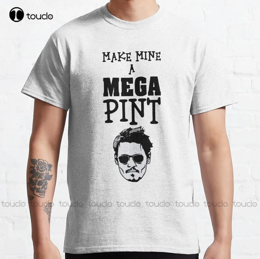 Johnny A Mega Pint Classic T-Shirt Johnny Depp Funny Tshirts Custom Aldult Teen Unisex Digital Printing Tee Shirt Christmas Gift