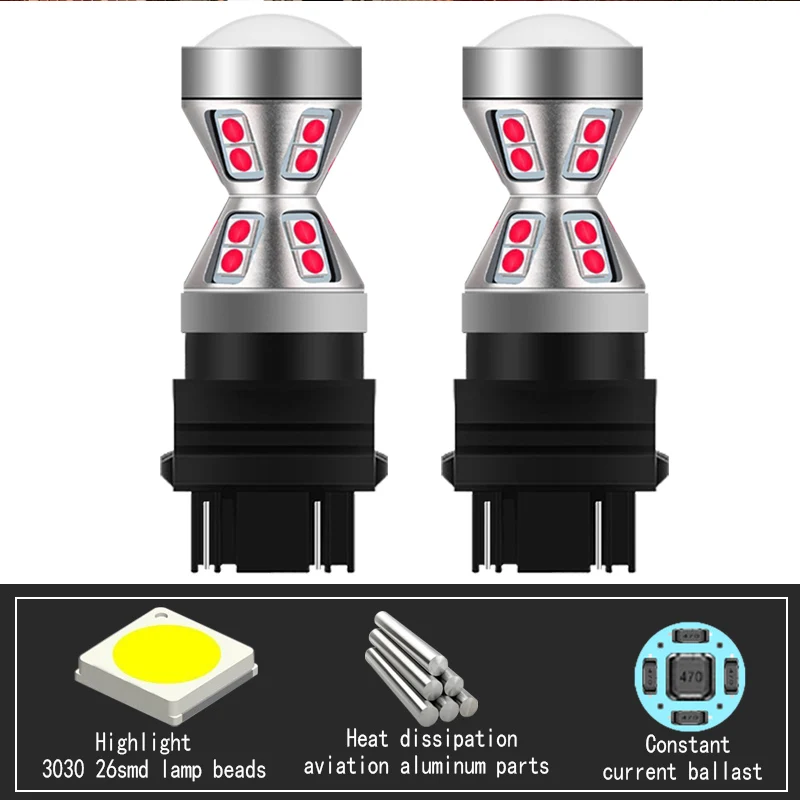 2pcs Car Canbus Error Free LED Tail Stop Lamp Brake Light Bulbs 3157 P27/7W T25 For Opel GT Convertible 2007 2008 2009 2010 2011