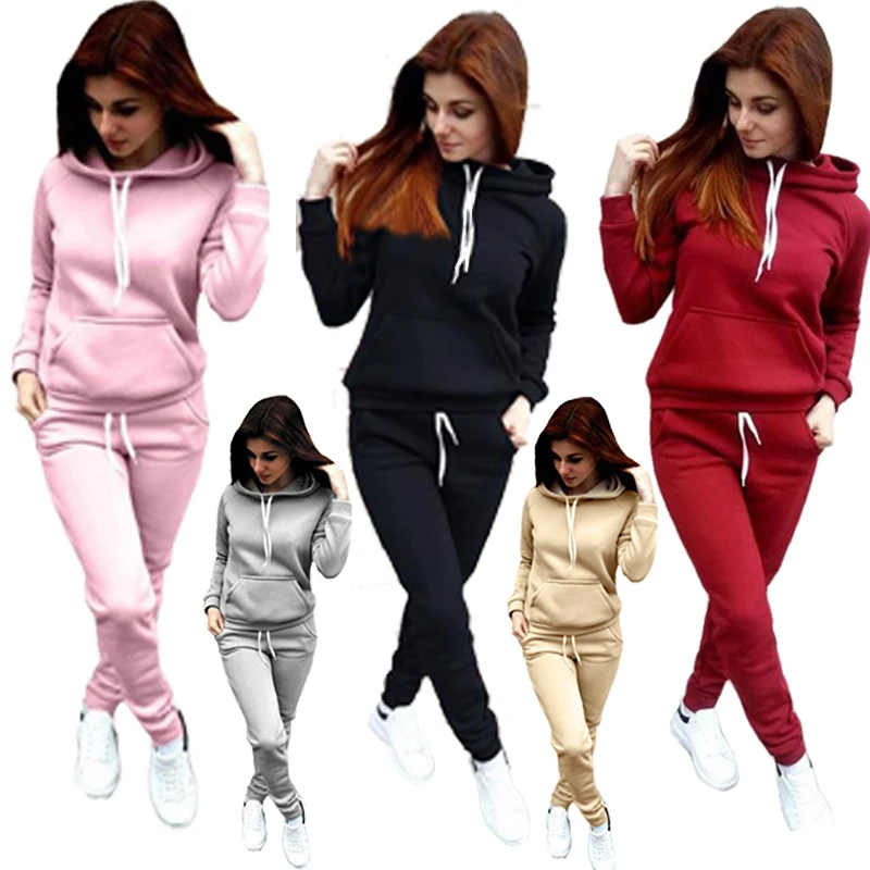 

Women Tracksuits Set, Hoodie+pants,Sports Running Pocket Clothes for Women