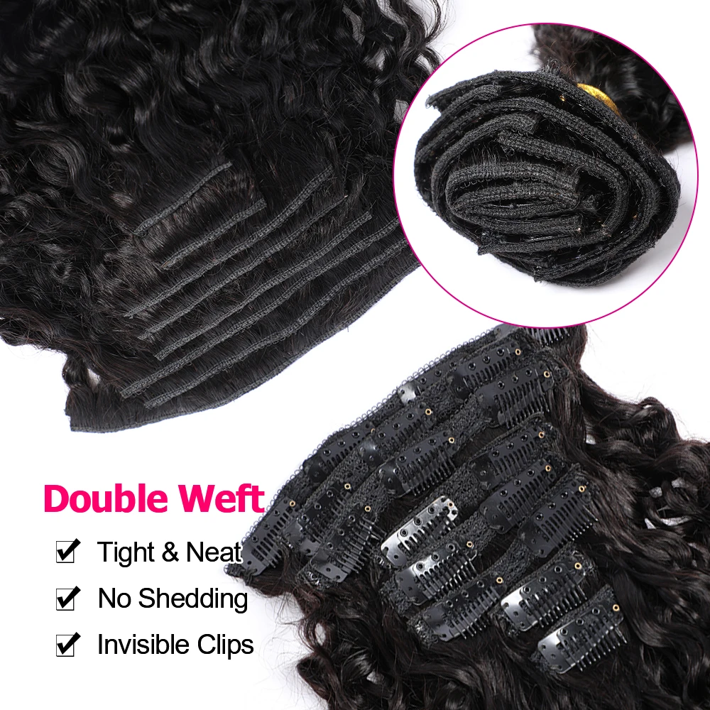 Megeen Clip riccia crespo mongola In capelli umani Clip riccia Afro crespo nelle estensioni dei capelli Cheveux estensioni naturali dei capelli umani