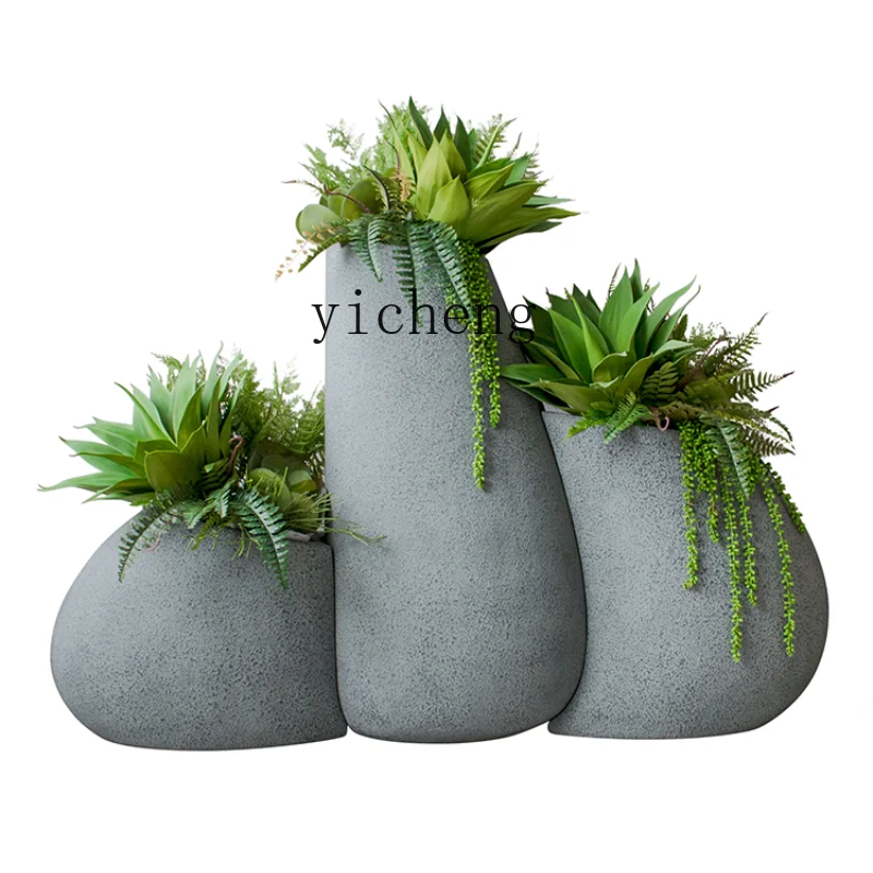 ZK FRP Fiberglass round Combination Floor Vase Sales Office Soft Decoration Plug Floral Set home accessories  fairy garden