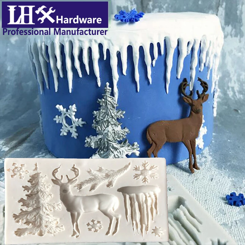 Christmas tree Fondant Cake Silicone Mold Chocolate Candy Molds Cookies Pastry Biscuits Mould Cake Baking Tools G