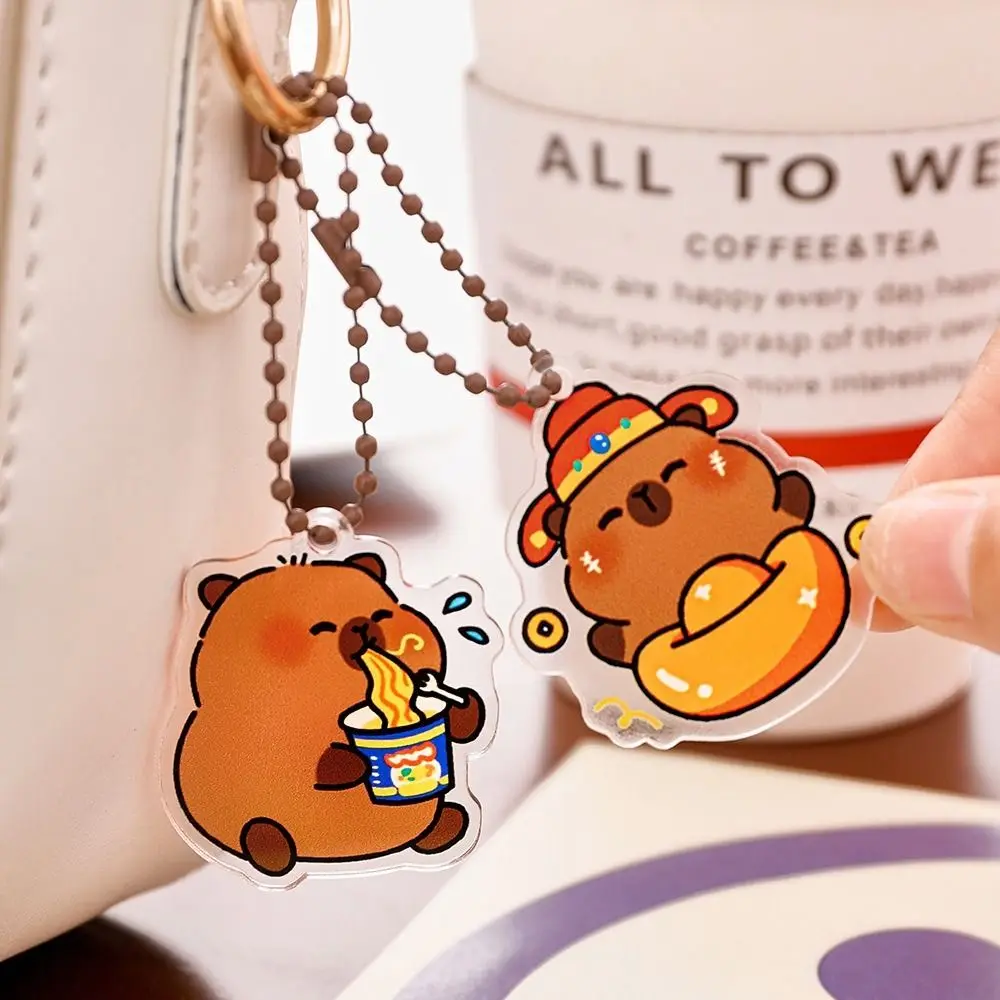 Trendy Cute Cartoon Capybara Keychain Pendant Keychain Decoration Cute Girl Acrylic Keychain Capybara Bag Pendant Lover Gift