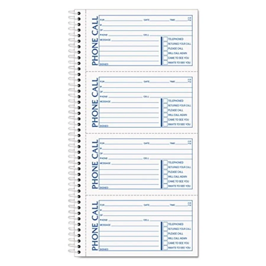Phone Message Book, Carbonless Duplicate, 4 Messages per Page, 200 Set per Book 4002