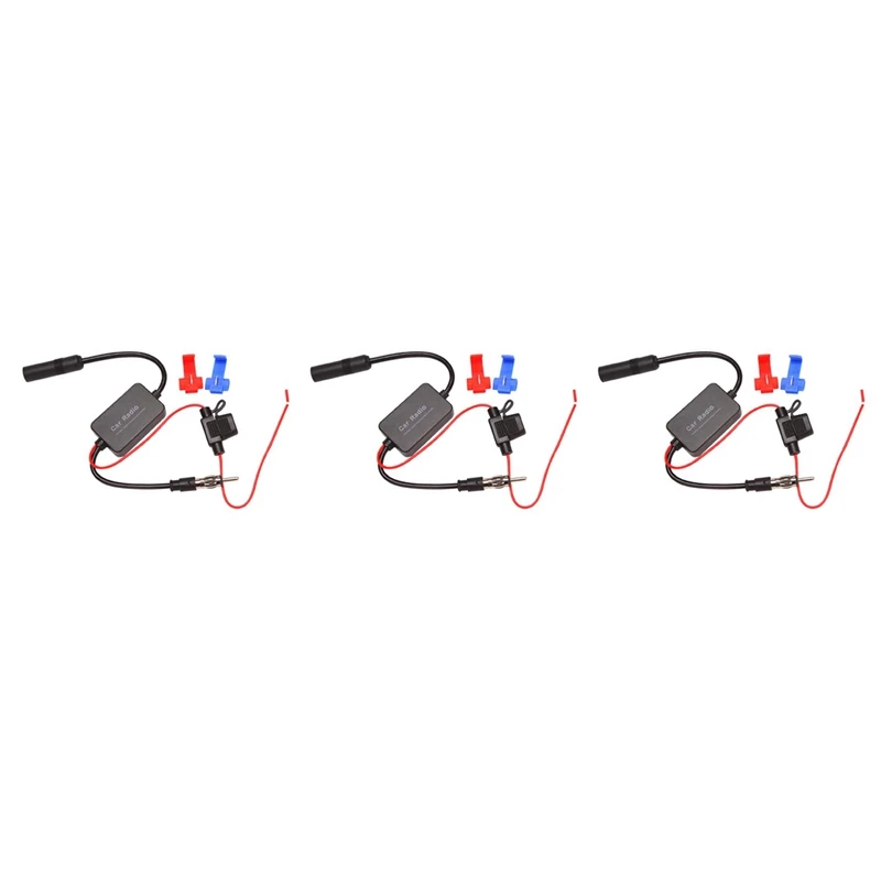 3X For Universal 12V Auto Car Radio FM Antenna Signal Amp Amplifier Booster For Marine Car Vehicle Boat 330Mm