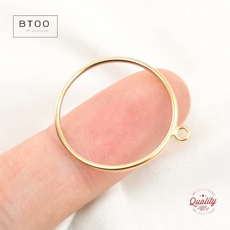 Colgante de oro de 14K con anillo, colgante de oro de 15MM/20MM para la fabricación de joyas, accesorios de joyería DIY