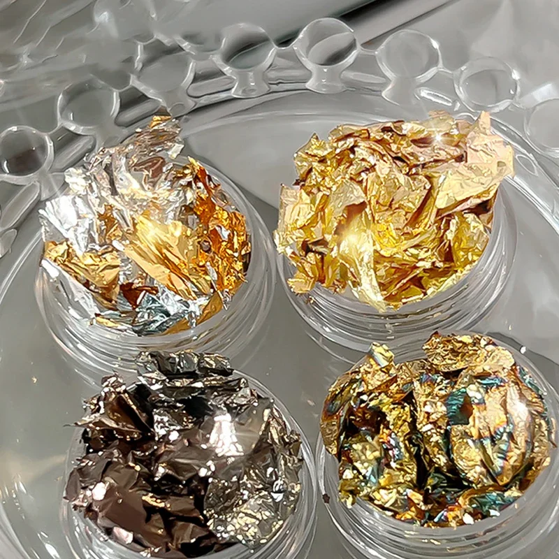 Rose Goud Zilver Onregelmatige Folie Papierfragmenten Nail Art Pailletten Sticker Glitter DIY Manicure UV Gel Polish Nageldecoratie Gereedschappen
