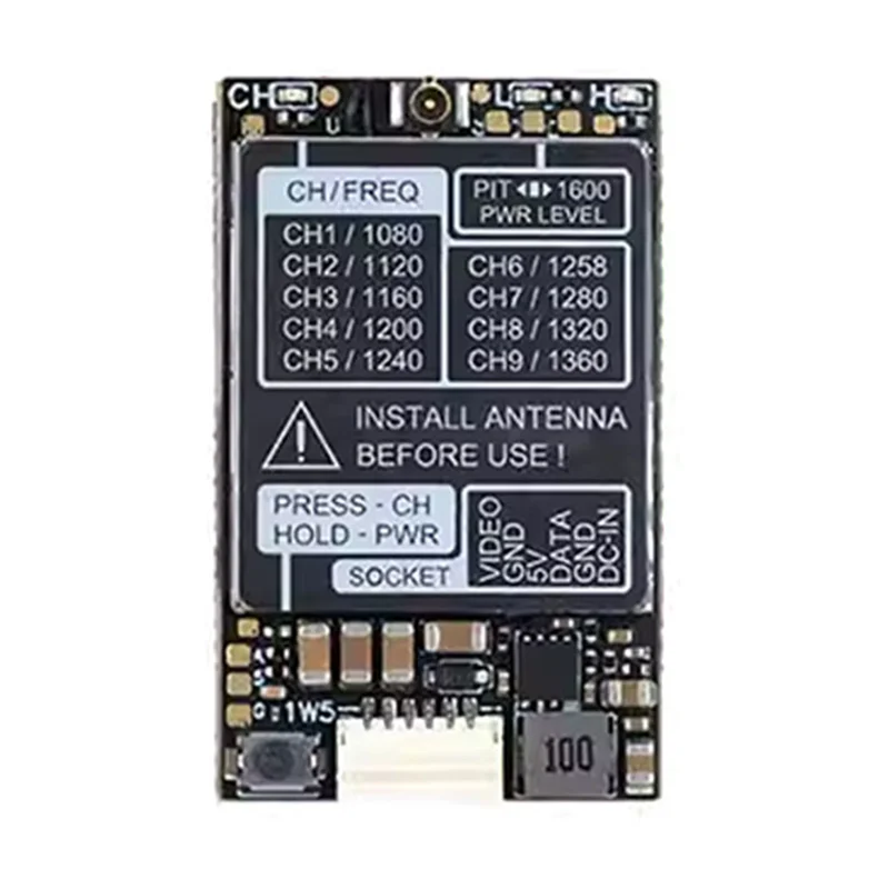 

B05C-1.2Ghz 1.3Ghz 1.6W VTX 9-канальный аудио-видео FPV-передатчик 1600 мВт 7-36В для радиоуправляемых FPV-дронов и самолетов дальнего радиуса действия