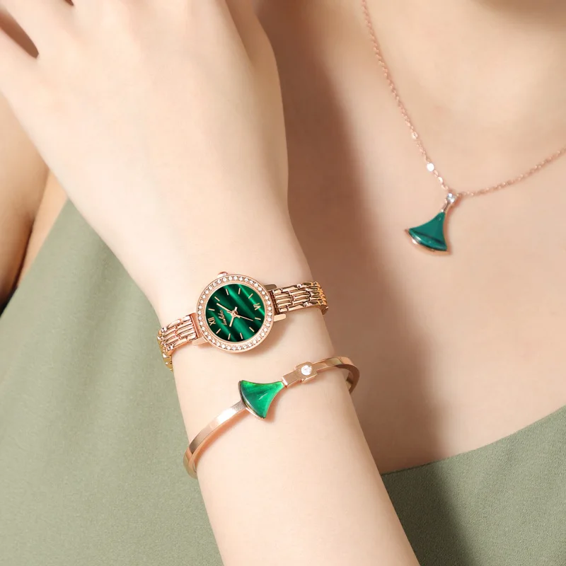 นาฬิกาผู้หญิง5Pcs ชุดแฟชั่น Diamond Dial นาฬิกาข้อมือควอตซ์นาฬิกาสุดหรูกันน้ำสุภาพสตรีนาฬิกาสวยงามนาฬิกาข้อมือ Kado Pacar