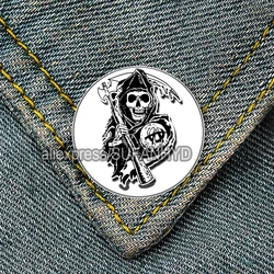 Stainless Steel Sons of Anarchy Brooch Y2K Badge Punk Freedom Symbol Pins Gift for Boylfriend