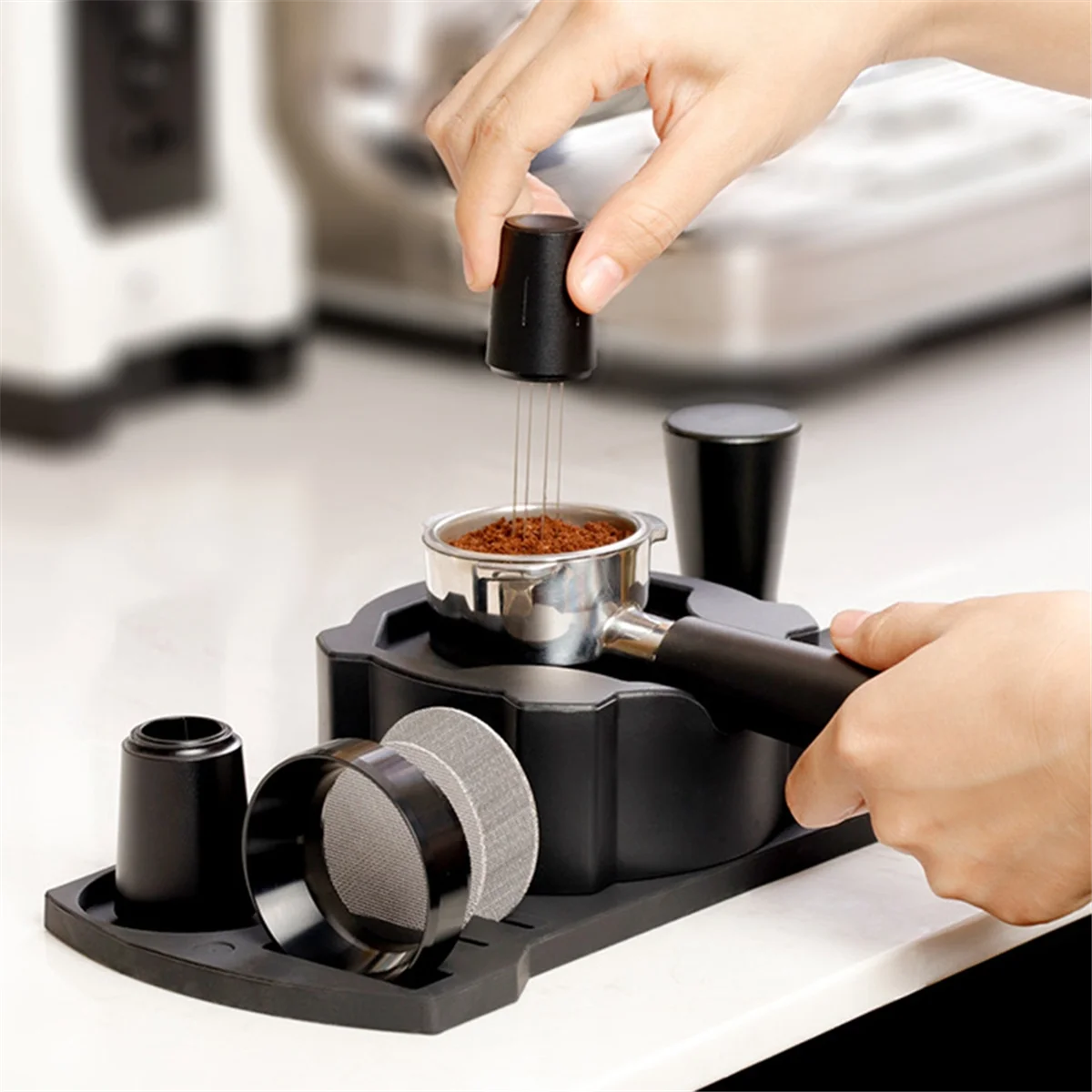 Espresso Tamper Station Base 51/54/58mm Universal Silicone Handle Dispenser Powder Dispenser Needle Seat Support A-A70Z