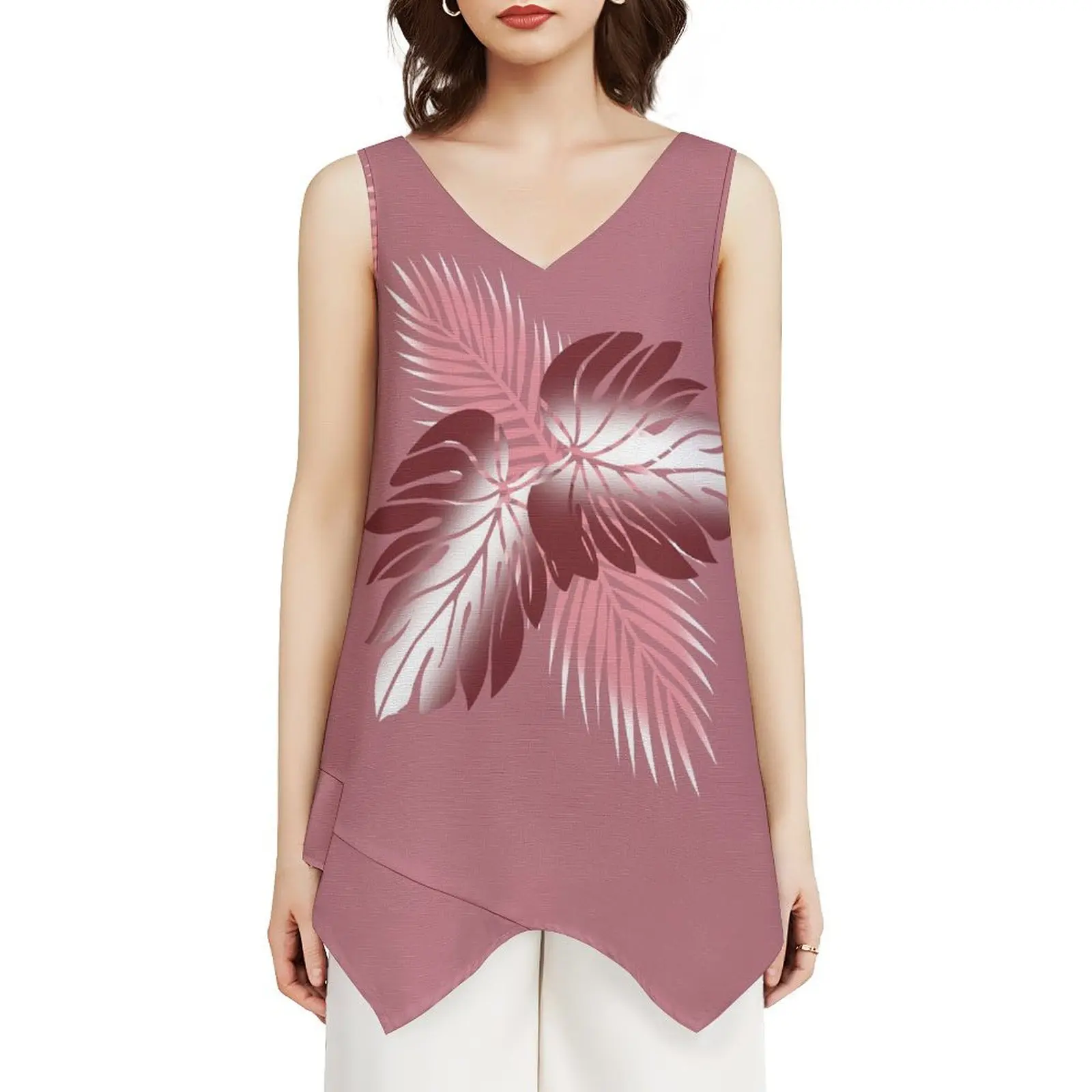 Irregular Hem Fashion Everything Daily Commute Polynesian Ethnic Top High Quality Custom Women Summer Vest