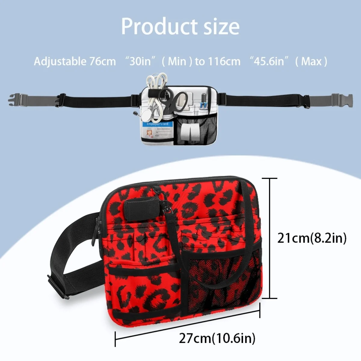 Leopard Print Waist Bag Stylish Practical Adjustable Nurse Belt Bag Hospital Doctor Physician Assistant Portable Fanny Pack 2023