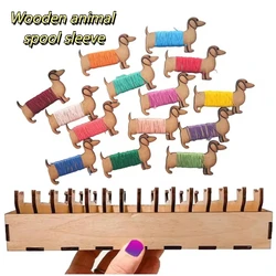 Wooden Animal Bobbin Set Sheep Box Reel Animal Board Shape Furniture Decoration Crafts Small Ornaments Wooden Dog Rabbit Cat