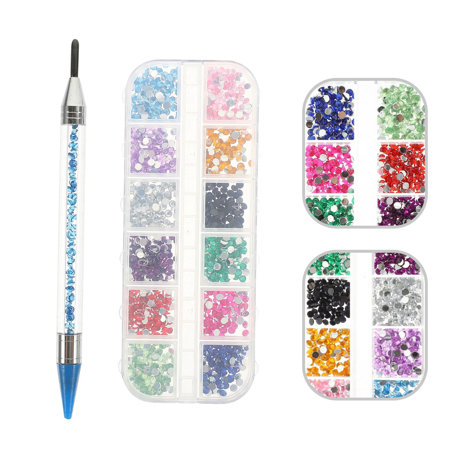 1 jeu de stylos à pointe, Kit d'outils, applicateur de sélecteur de strass avec boîte en strass bleu pour perles, artisanat d'art, bricolage