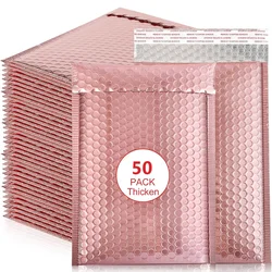 50Pcs Shipping Packaging Rose Gold Holographic Small Business Supplies Metal Bubble Mailer Bags Envelope Mailing Office School