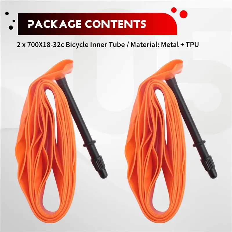 A69P-2Pcs Ultralight Bike Tpu Inner Tube 700 X 18-32C Road Bicycle Tire Tube Length 65Mm Length French Super Light Tube