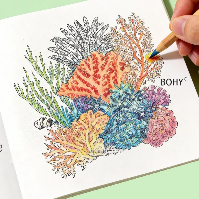 1 Adult Calming Coloring Album, Including Themed Sketches of Butterflies, Flowers, Mandalas, Raccoons, 24 Pages, Help Decompress