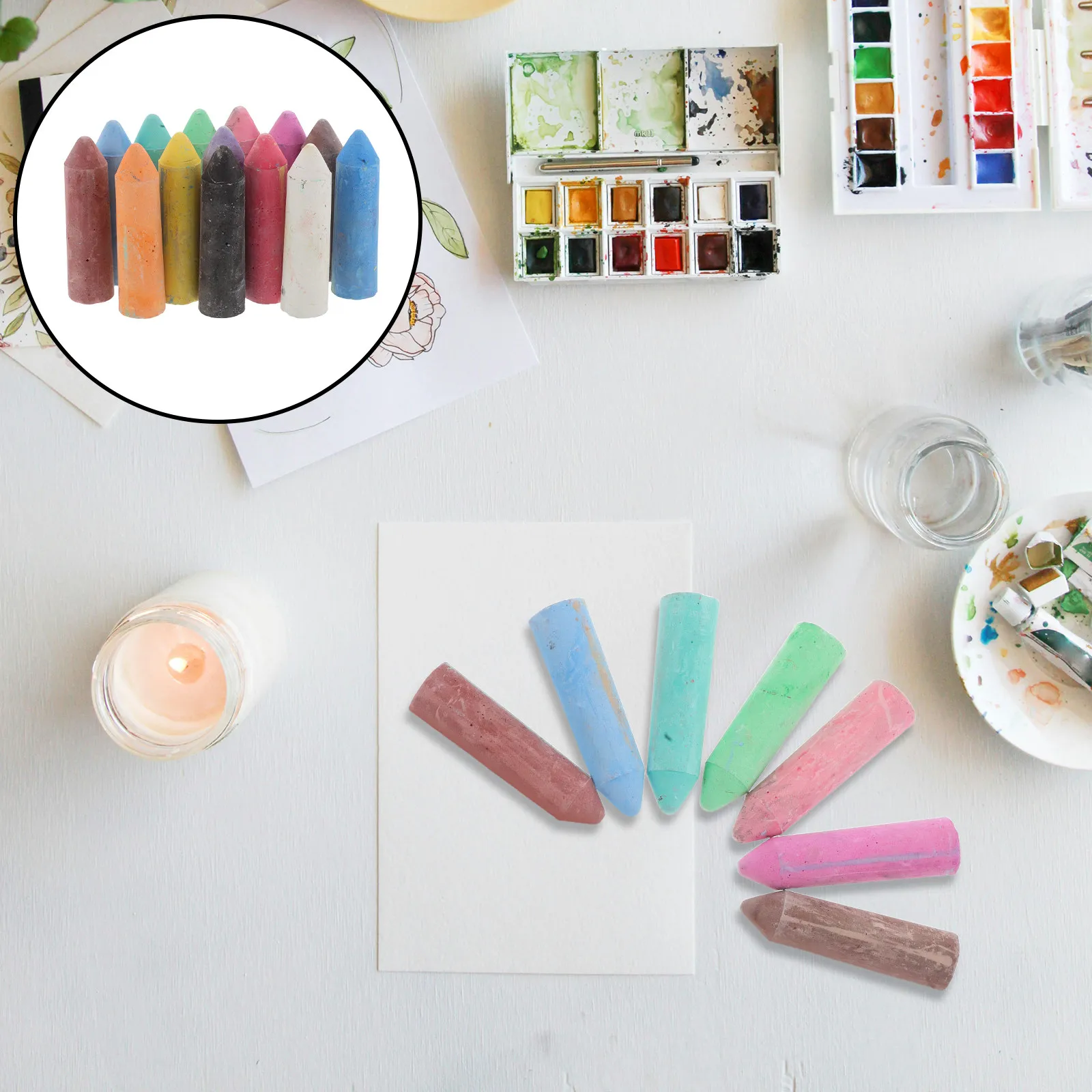 

20Pcs Jumbo Sidewalk Chalk Outdoor Washable Chalk Set for Pavement Driveway Playground Chalkboard Safe Water Soluble