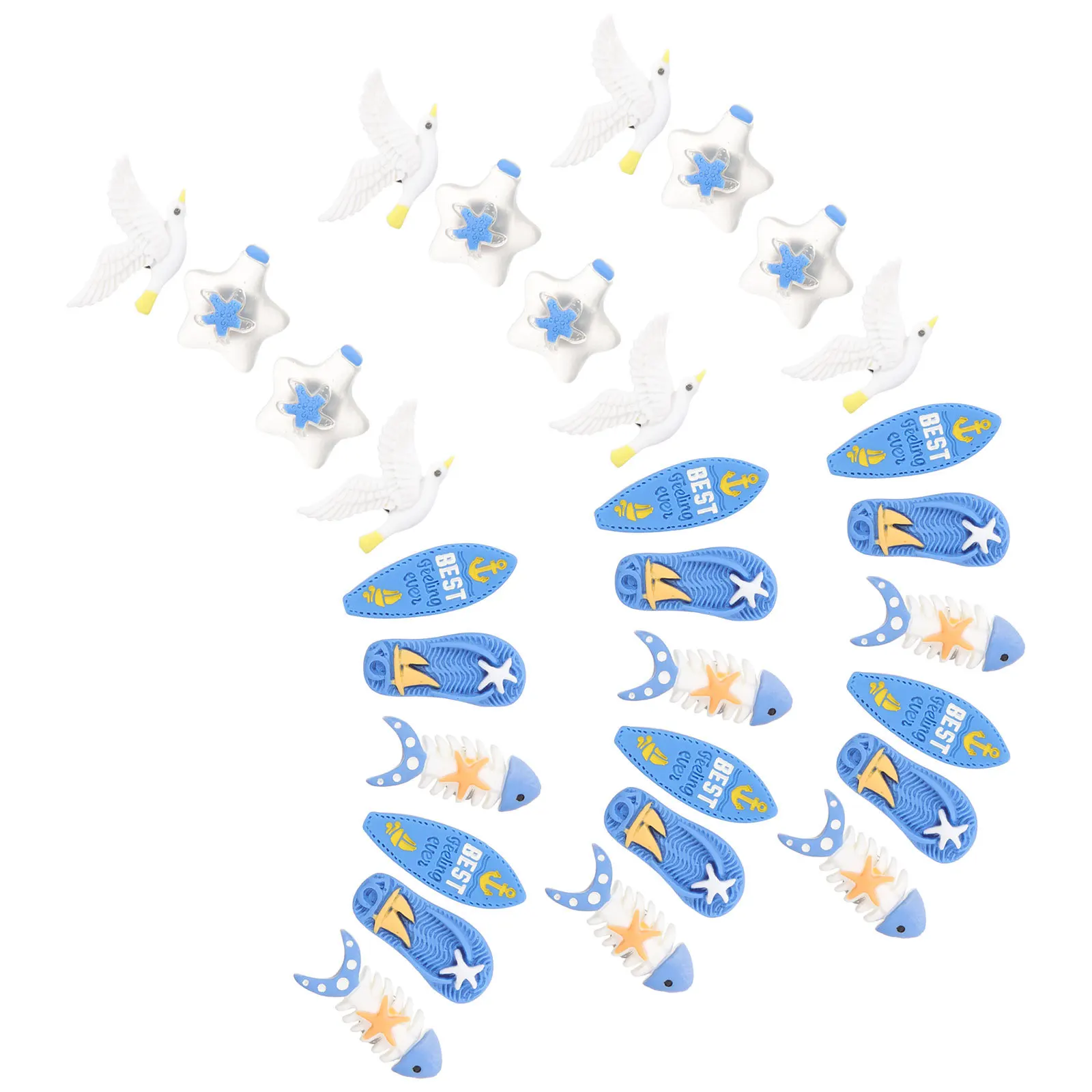 30個 海をテーマにしたプッシュピン 樹脂製小さな画鋲 海をテーマにした形をした多機能画鋲 コルクボード ホームオフィスデスク用