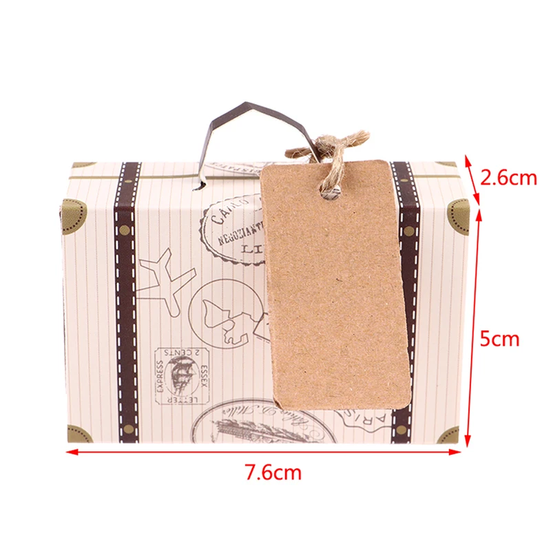 10PCS Mini Travel Suitcase Candy Box Kraft Paper Chocolate Favor Gift Boxes