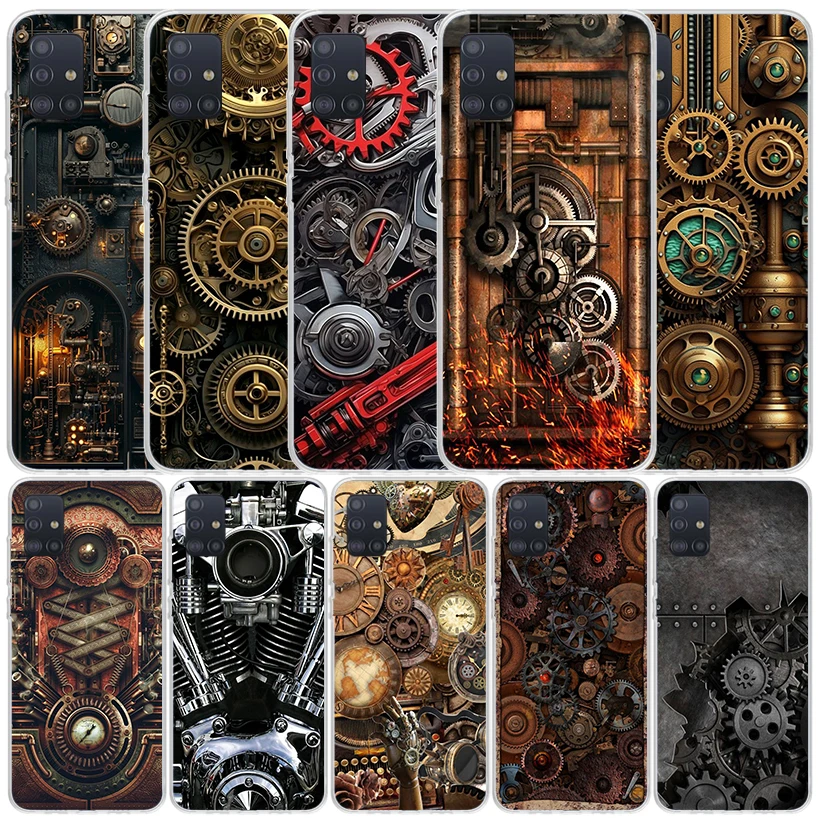 Steampunk Gear Mechanical Phone Case For Samsung Galaxy A51 A50S A41 A40 A31 A30S A21S A20S A20E A11 A10S A71 A70 A6 A7 A8 A9 Pl