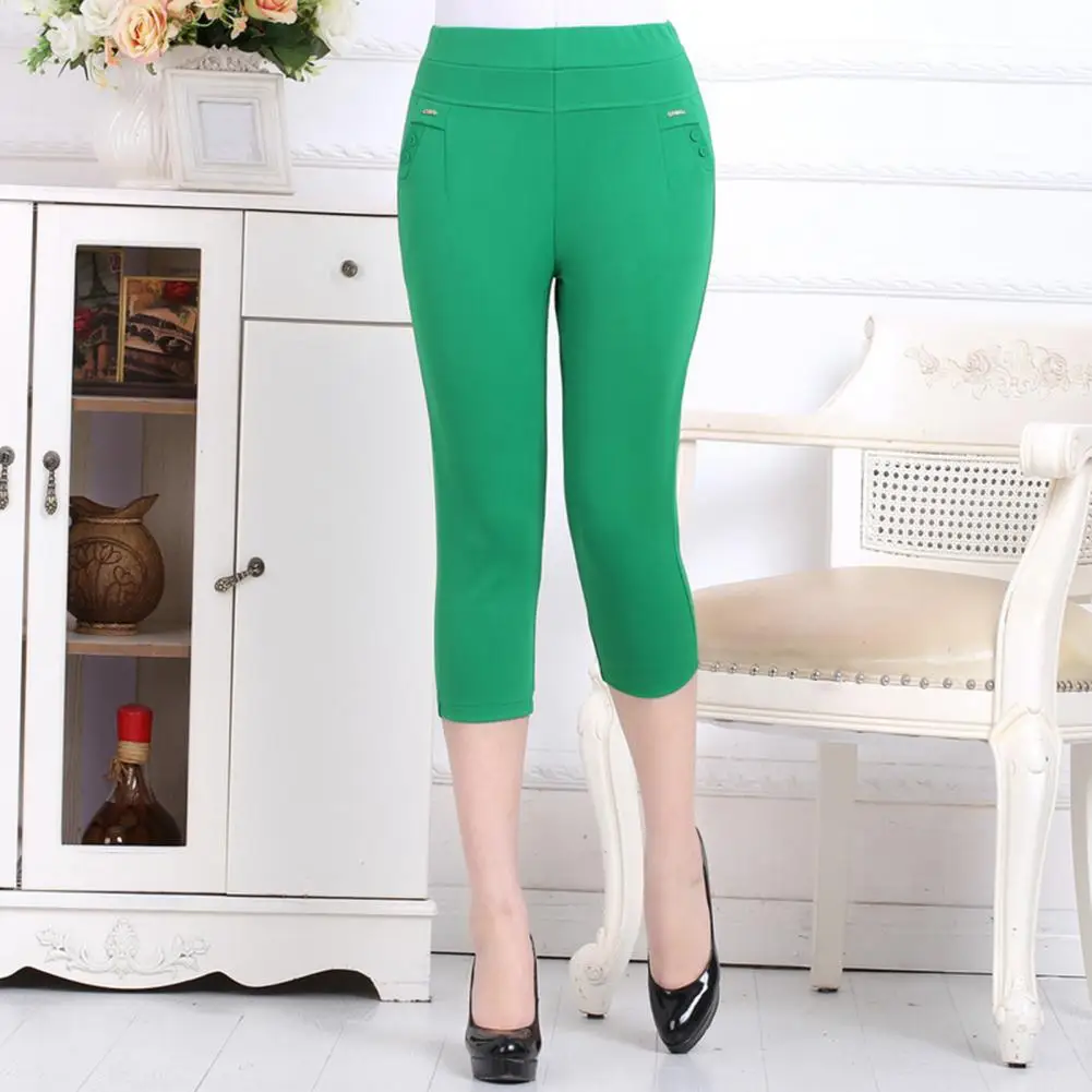 Women's Pants Elastic Stretch Waist Work Pants Streetwear Office Ladies Capris Women Summer Skinny Leggings Slim Pencil Pants