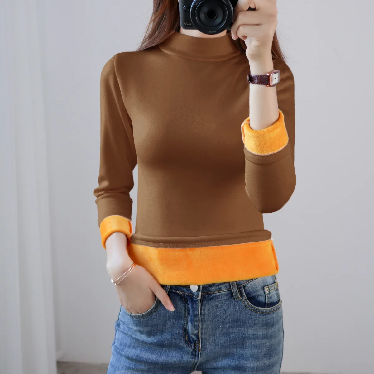 Ropa interior térmica de invierno para mujer, camisa gruesa de lana, Top térmico a moda, M-4XL de 90KG, nové de 2025