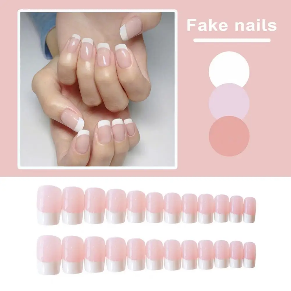 

24Pcs Press on Nails with Glue Square Short Glossy Nail Extension Full Cover False Nails Women Natural Fake Nails Salon Home Use