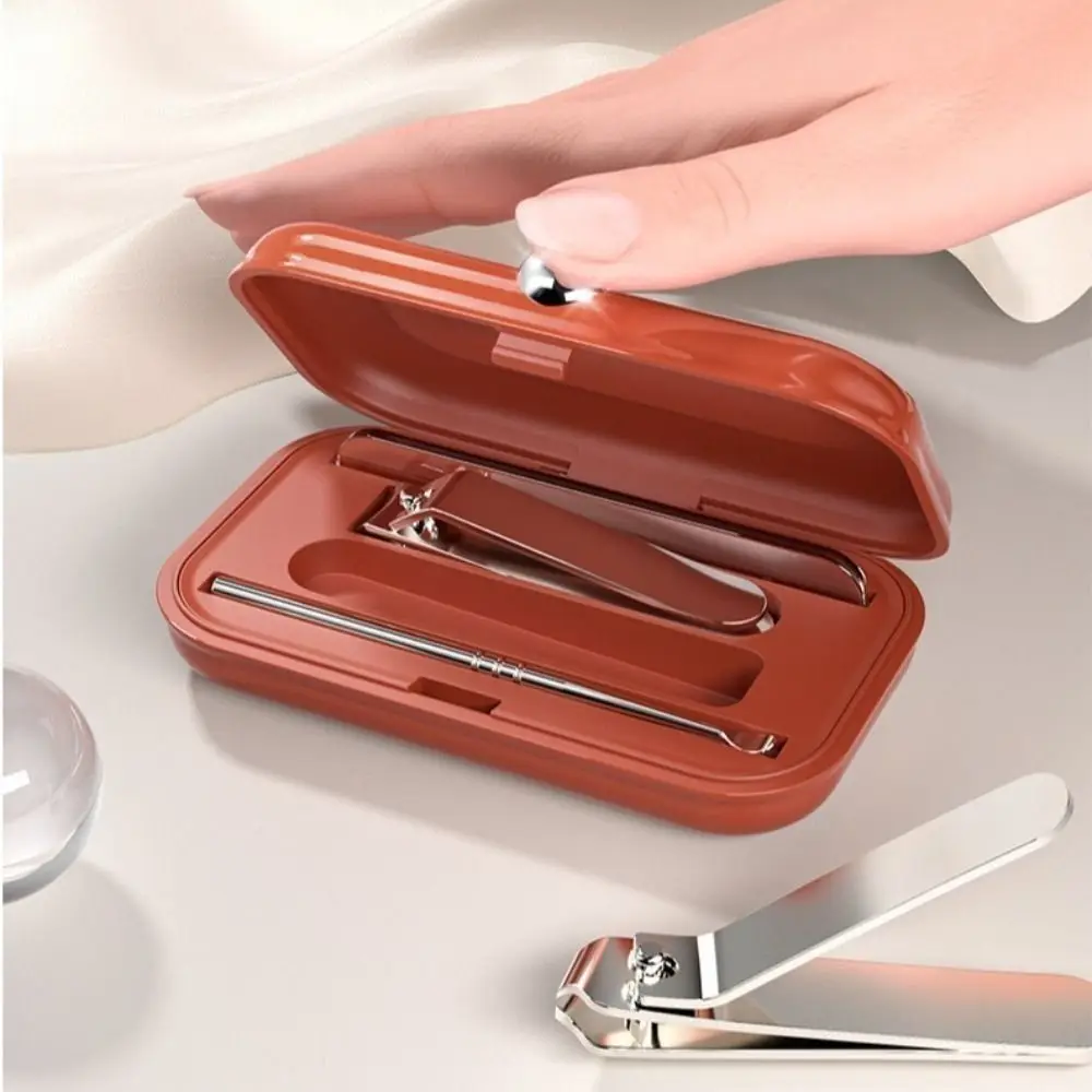 4 stks/set draagbare nagelknipper set roestvrij staal oorreiniging manicure tool met opbergdoos nagelvijl