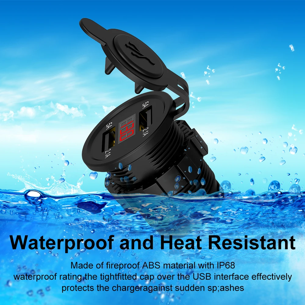 Dual USB Port 12V/24V Waterproof Motorbike Motorcycle Handlebar Charger 5V 2.1A Adapter Power Supply Socket for Phone Mobile