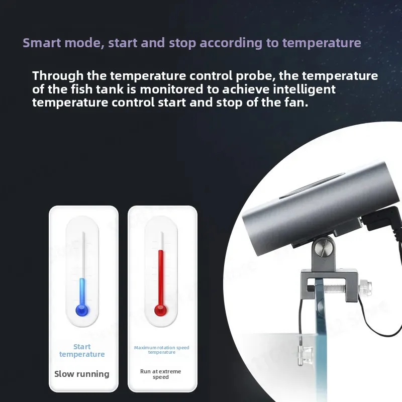 F2 Smart Aquarium Cooling Fan, Intelligent Temperature Adjustable Cooler for Planted Tank Coral Reef