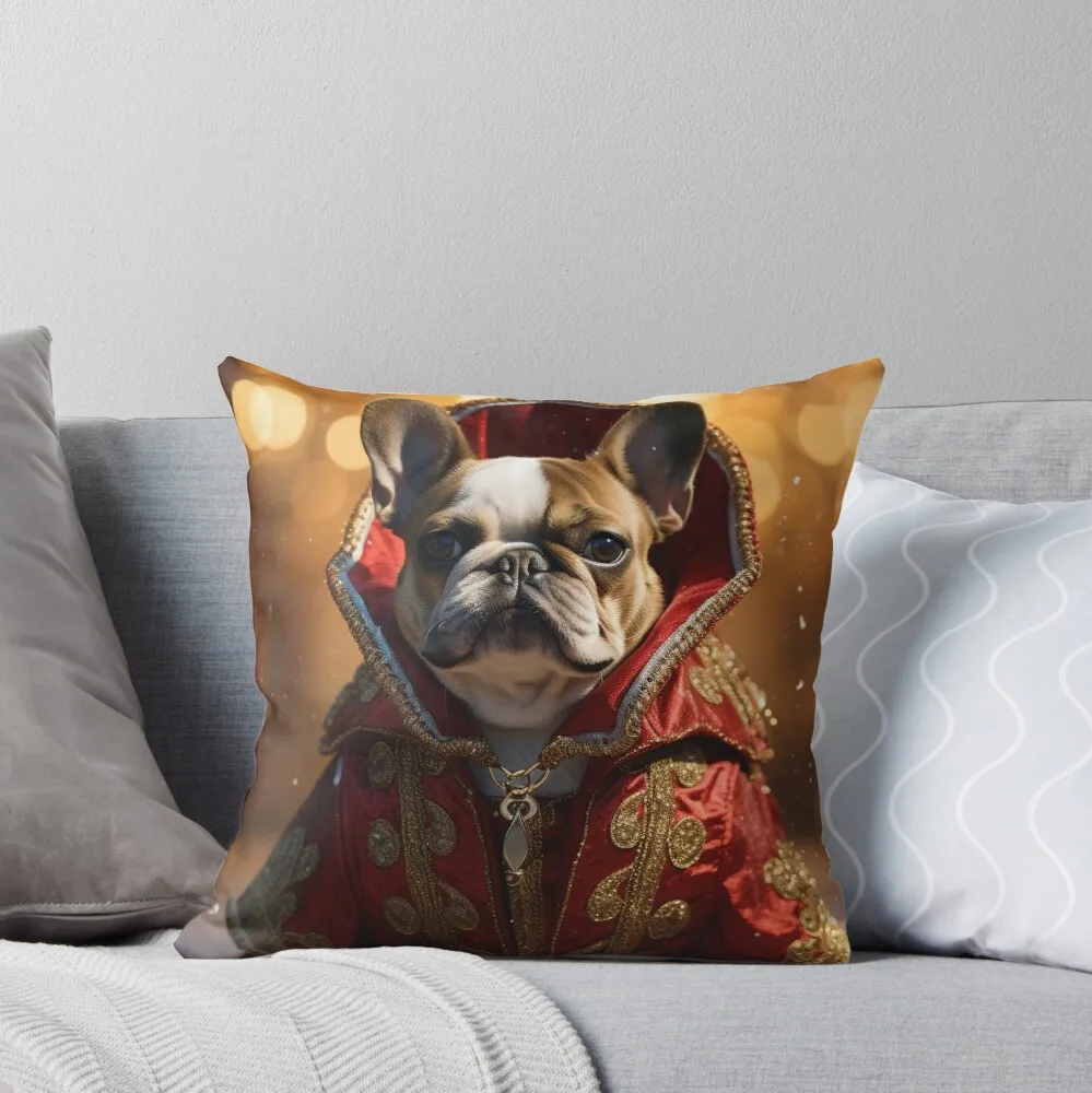 

French Bulldog In A New Year's Look. Throw Pillow For Dog Lovers Soft Cushion Cover Case Cover for Home Double-sided Printing