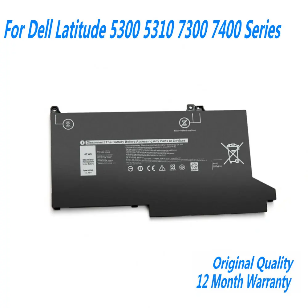 New OG74G 02PFPW 11.4V 42Wh Laptop Battery For  Dell Latitude 5300 5310 7300 7400 Series