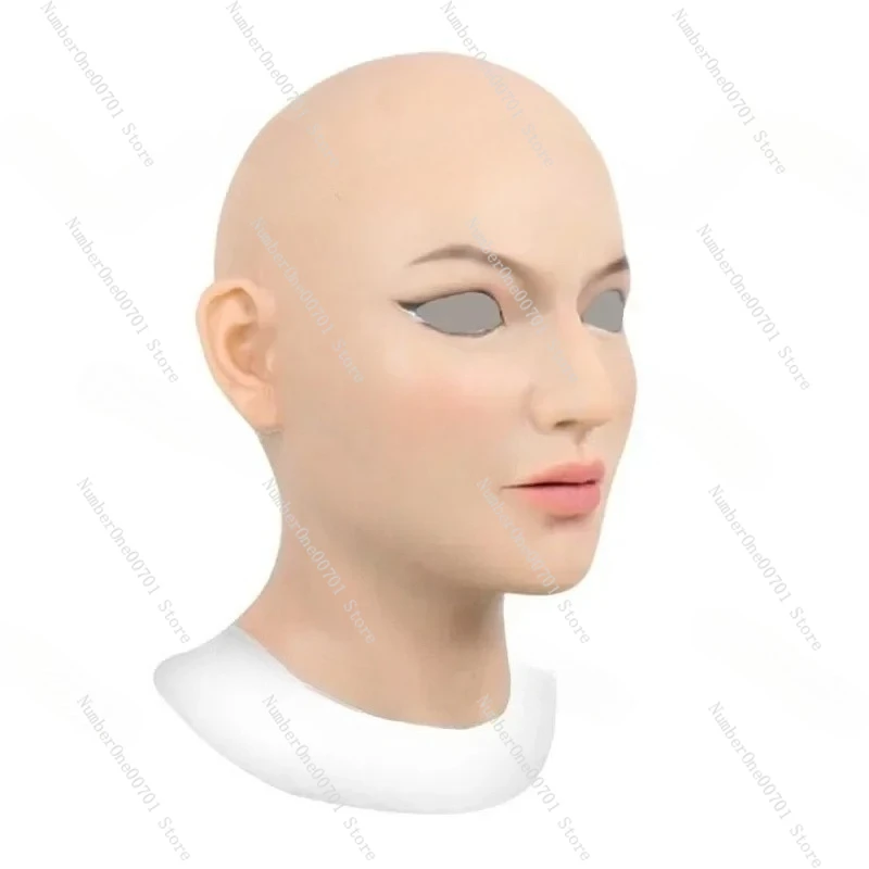 New Adult Full Head Mask Bald Female Shape of Silicone Dress Headwear Halloween Cosplay Accessories Mask Fake Girl Mask