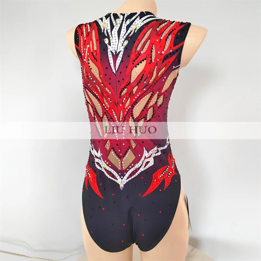 LIUHUO Synchronized Swimming Tights Girls Adult Performance Kids Rhythmic Leotard Children Teens Competition Red Dance Black