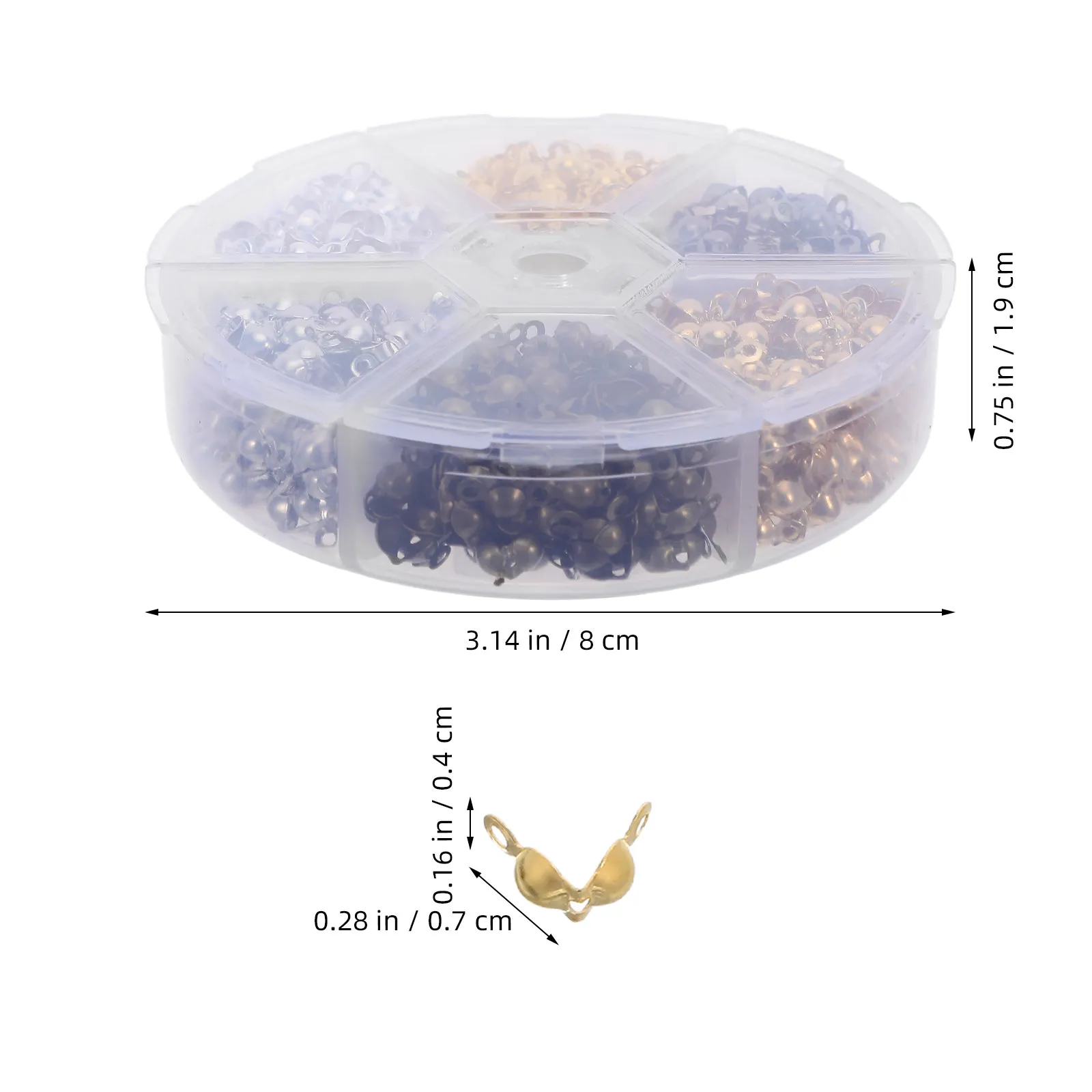 600Pcs Crimp Beads End Caps for Jewelry Making Clamshell Fold-Over Metal Bead Tips Knot Covers Necklace Bracelet DIY Extension