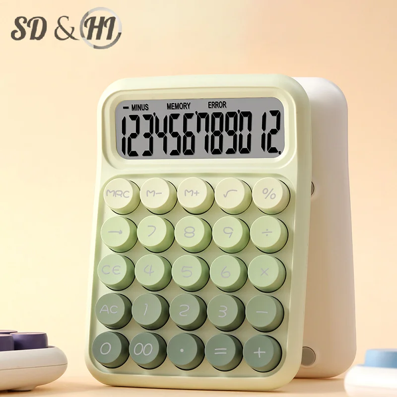 12-digit Widescreen Calculator Vintage Gradient Color Mechanical Calculator With Lcd Display For Home Office Cute 12 Digit