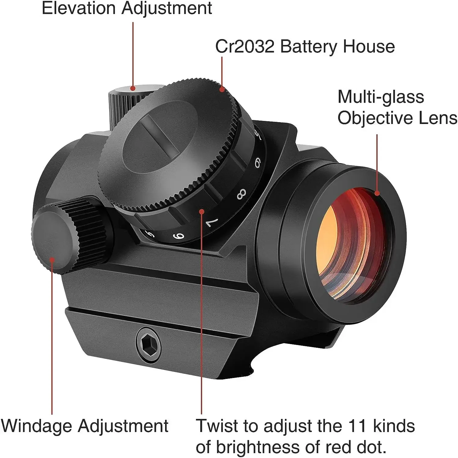 Imagem -03 - Impermeável Reflex Red Dot Sight à Prova de Choque Nevoeiro Scope com Riser Mount 2moa 1x20 mm